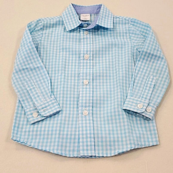 Blue & White Checked Starting Out Long Sleeved Button Down - Picture 2 of 4